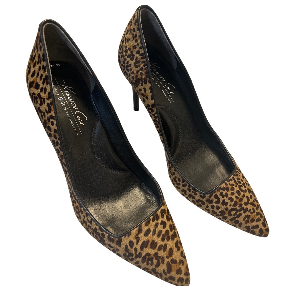 Kenneth Cole Pumps Women 7M Brown Good Leopard Calf Hair 925 Technology Stiletto